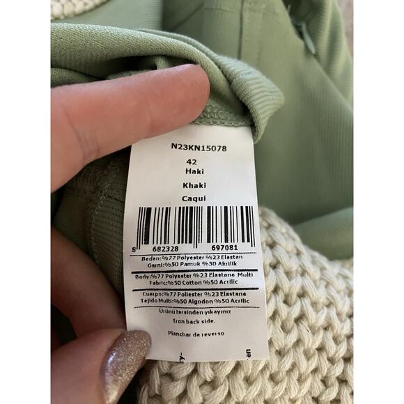 NOCTURNE Women's Turtleneck Knit Sweater 42 US XL Green Khaki Mock Neck NWT - Picture 8 of 8